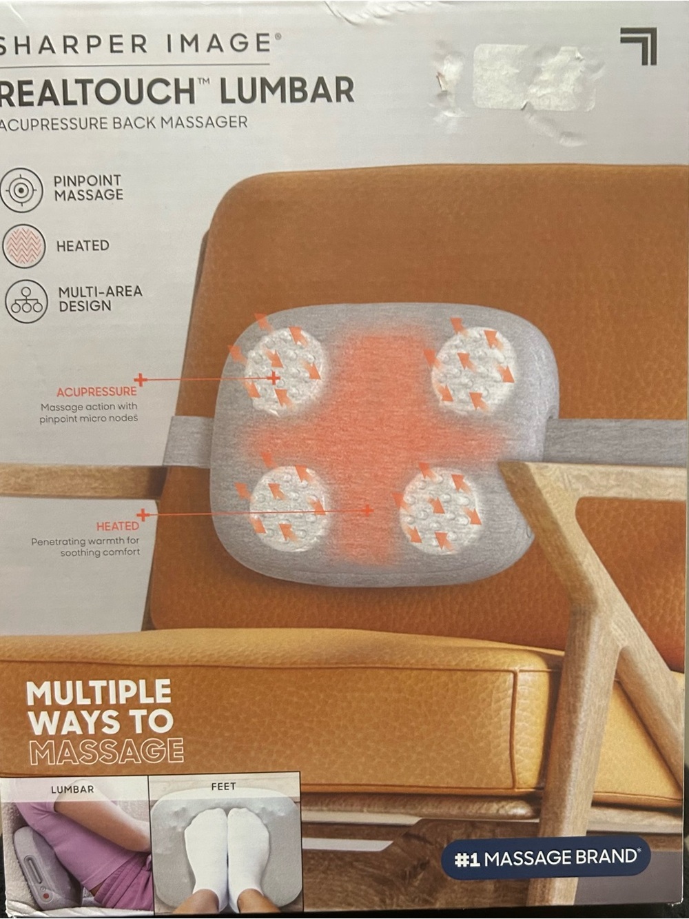 Sharper Image Gray and Orange Lumbar Acupressure Massager